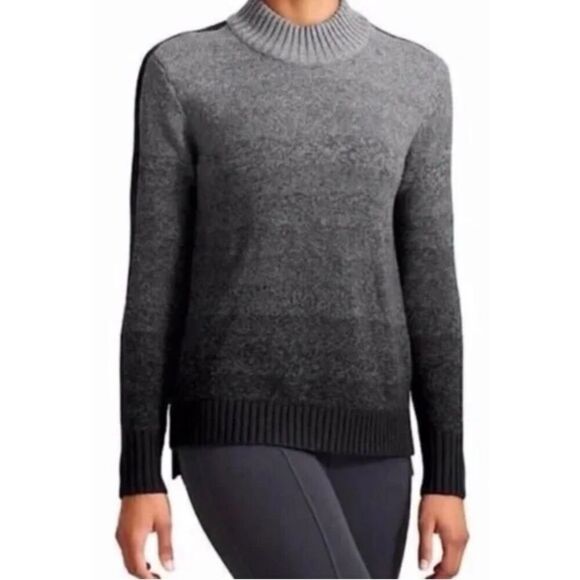 Athleta Sunset 100% Merino Wool Grey Ombre Mock Sweater Size S - Picture 1 of 8